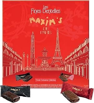Maxim's De Paris - Chocolate Covered Crispy Crepes Assortment Milk And Dark Chocolate, Individually Wrapped in Paris Box, 24 pces