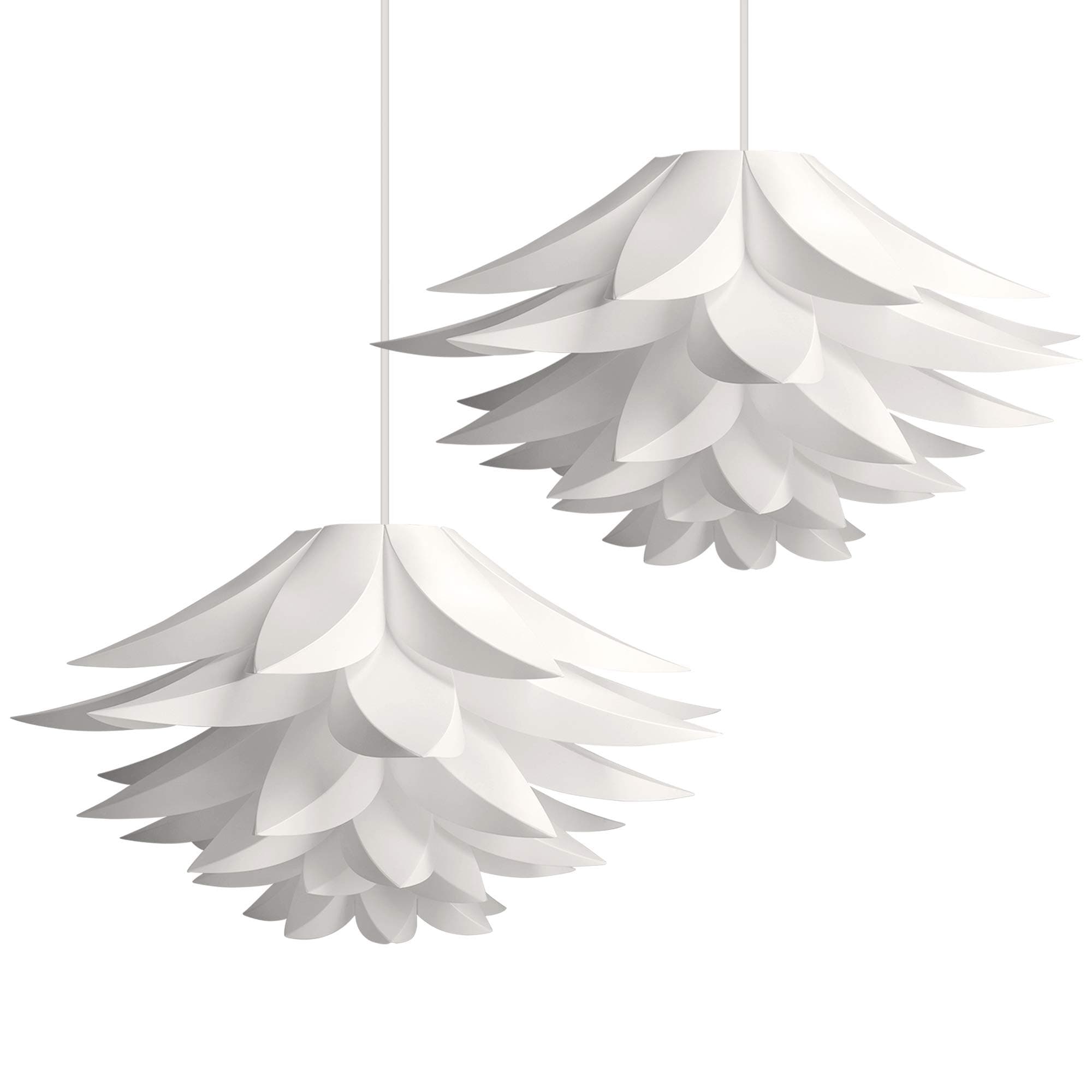 Puzzle Pendant Lamp Shade (Pack of 2) - Lotus Flower DIY Lampshade Kit for Hanging Ceiling Light or Floor Lamp - Diameter 20" (50cm) - White