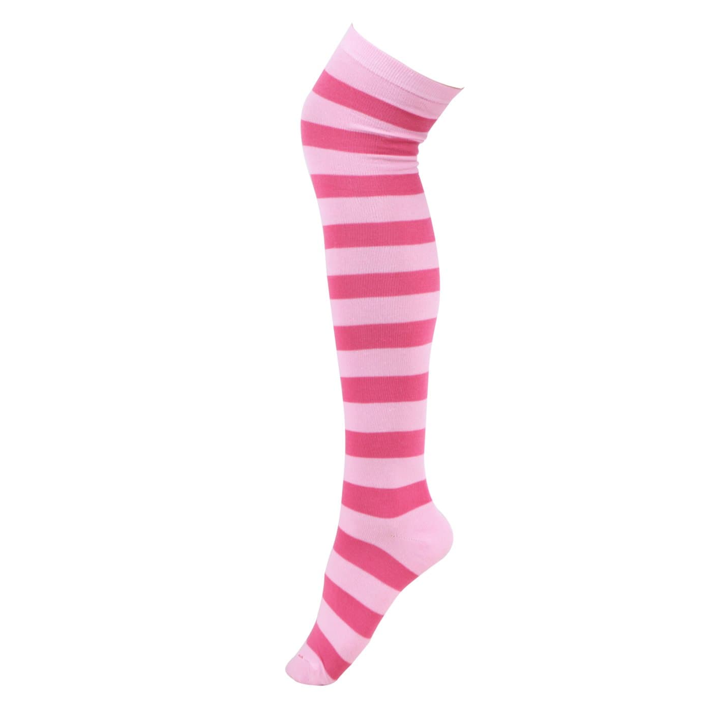 HDEWomen's Extra Long Striped Socks Over Knee High Opaque Stockings, K. Hello Pink Stripes, One size