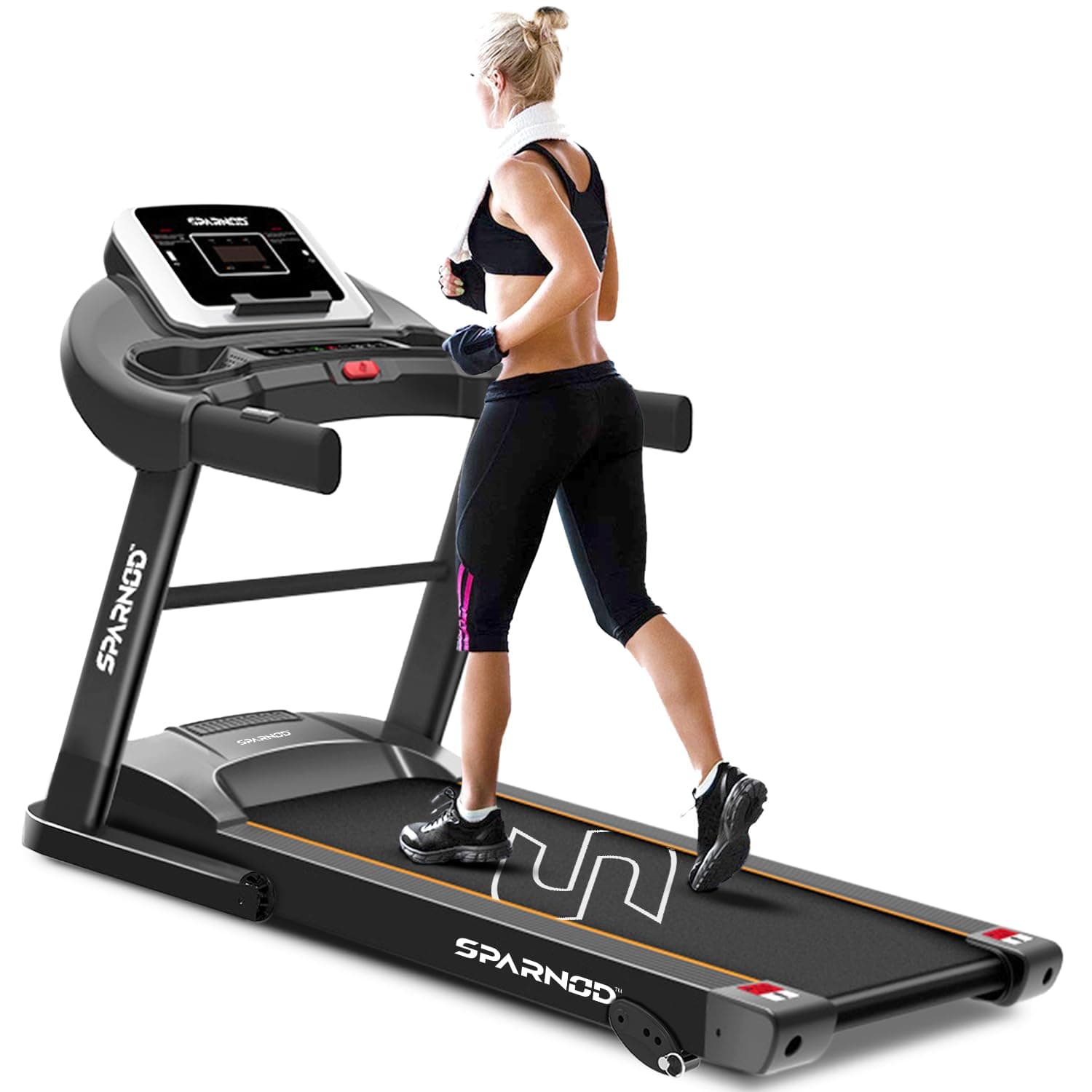 STH-1250 Foldable Motorized Treadmill for Home Use (3 HP Peak) with 12 Pre-set Programs, Hi-Fi Speaker, Safety Key, Maximum User Weight of 100 Kg