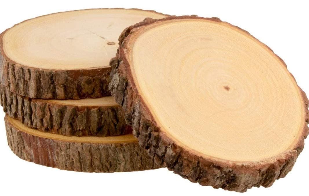T One Woods Round DIY Craft Wooden Log Natural Bark Coaster/Slices, 3 Inches Size - Set of 6