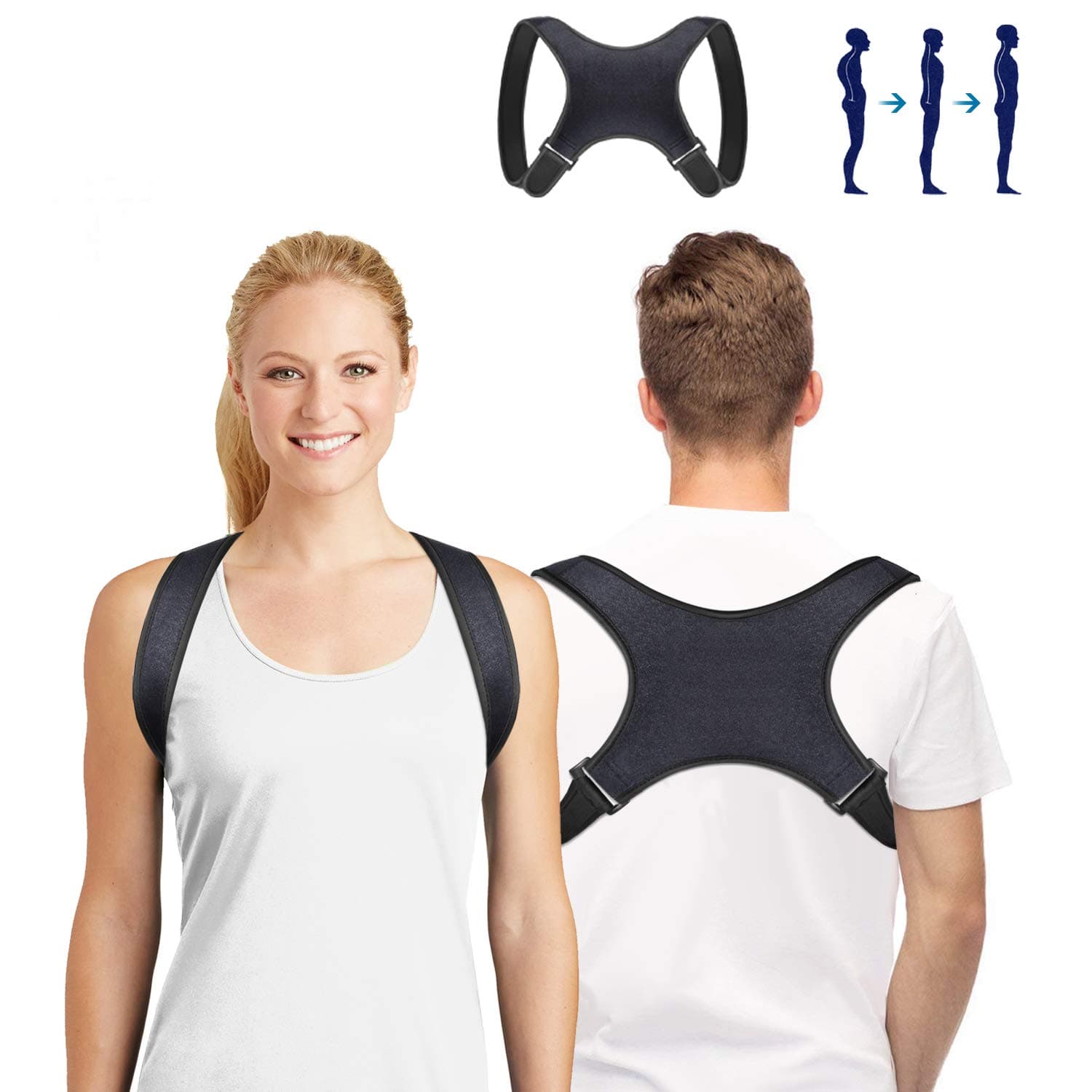 SUNNEY Posture Corrector, Back Support Adjustable Back Brace for Men and Women, Relieve Back, Shoulder, and Neck Pain Improve Back Shoulder Posture