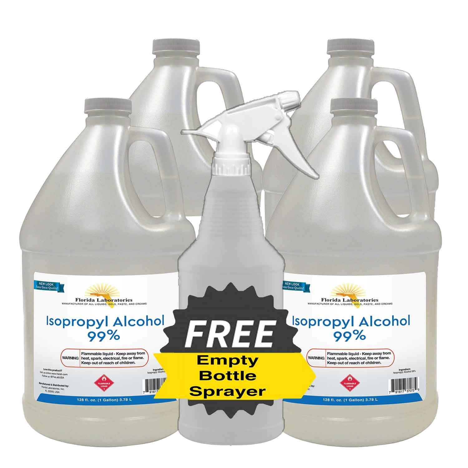 Isopropyl Alcohol 99% Anhydrous - 4 Gallon - Empty Bottle Sprayer Included