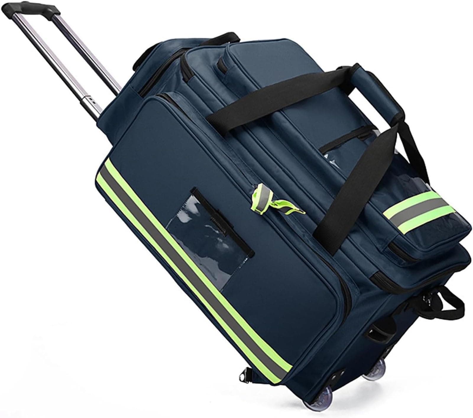 Rolling Medical Bag with Detachable Trolley, Emergency Medical Backpack,Large Capacity Responder Trauma Bag with Compartments, for Home Health Nurses, Doctors, EMT, EMS(Blue)