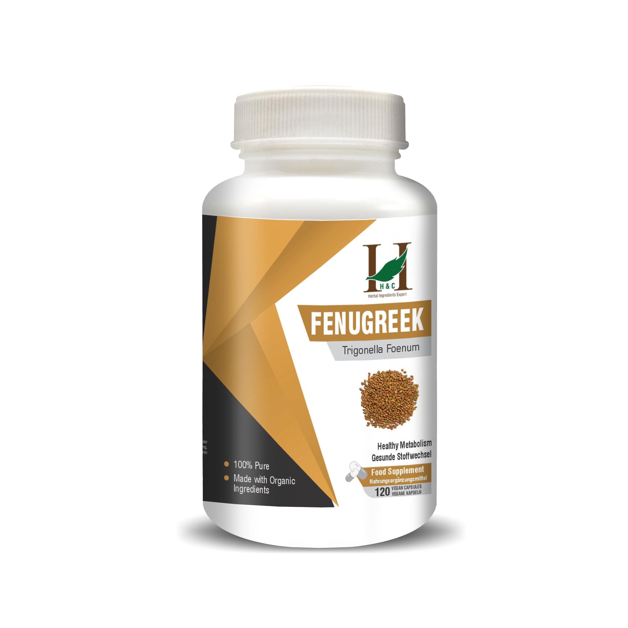 H&C Herbal Ingredients Expert Fenugreek Seed - 450mg | 120 Capsules | Dietary Supplements | For Health and Wellness