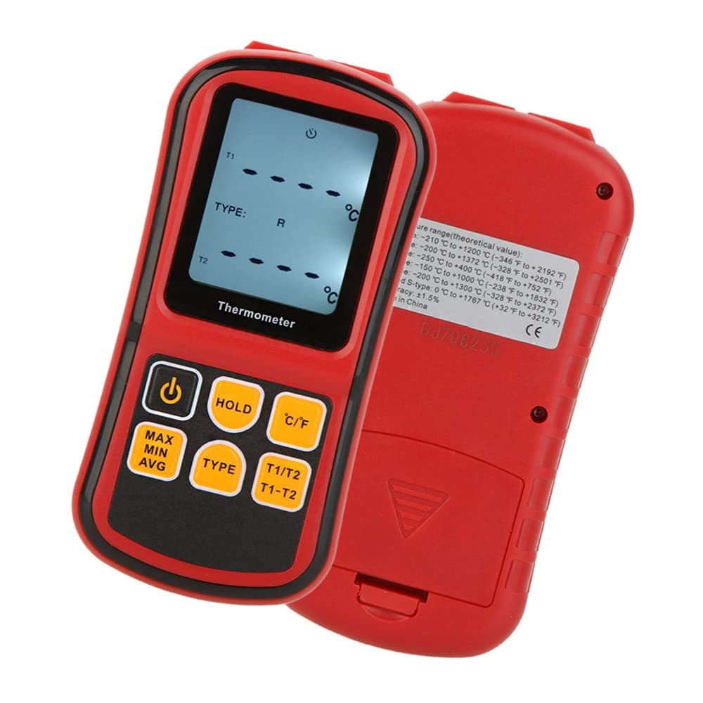 GM1312 Digital Thermometer Dual-channel Temperature Meter Tester for K/J/T/E/R/S/N Thermocouple with LCD Backlight