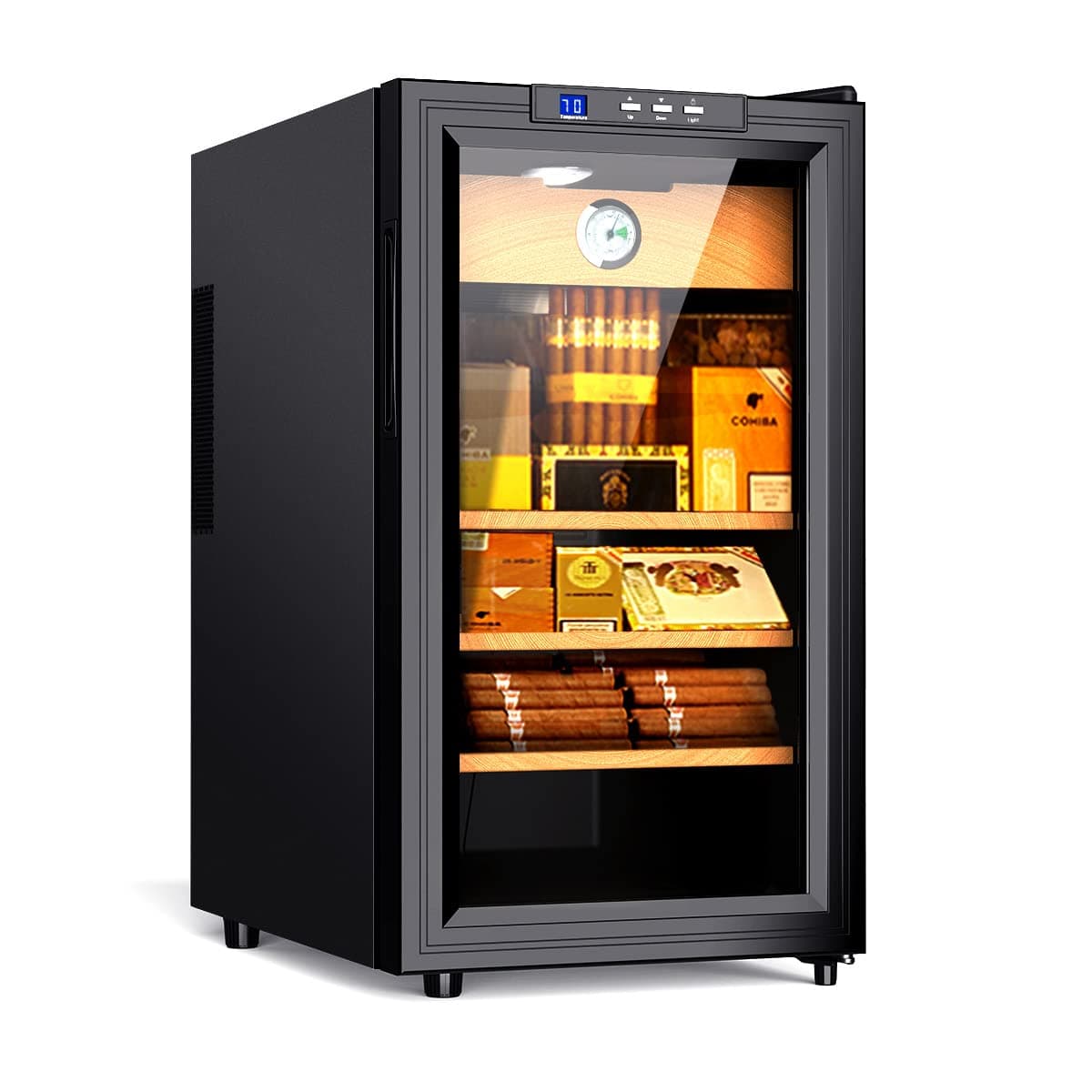 Audewdirect Electric Cooler Humidor 48L / 1.7 ft3 Spanish Cedar Wood Shelves and Drawer with 300 Capacity