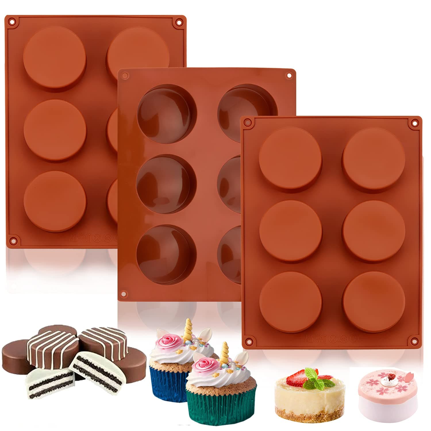 Oreo Molds Silicone, Non-Stick 12-Cavity Round Silicone Mold for Chocolate Covered Oreos, Chocolate, Jello