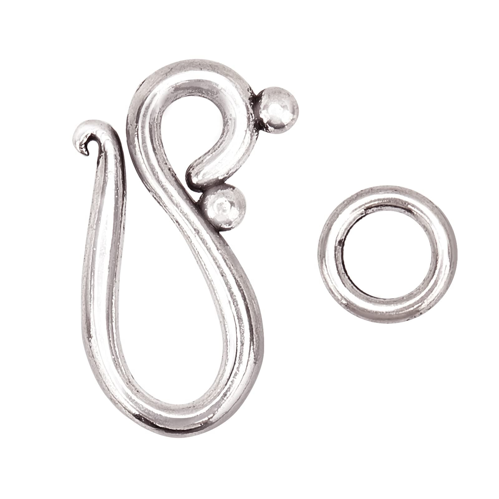 PH PandaHall 40 Sets S Ring Toggle Clasps Tibetan Silver S Hook Rings Jewelry Clasps Ring Clasp Connectors Jewelry Findings for Necklace Bracelet Making and DIY Crafts