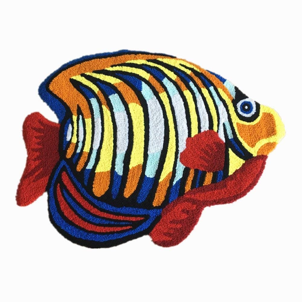 Colorful Marine Fish Area Rugs 32 by 24 Inch Floor Mats Door Mat Washable Anti-Slip Tropical Fish Rug Welcome Mat Bathroom Bath Rug Children Bedroom Bedside Rug Small Chair Cushion