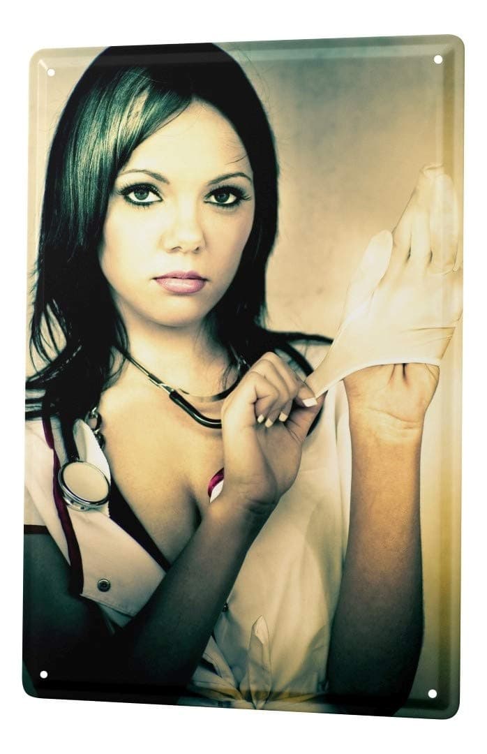 LEotiE SINCE 2004 Tin Sign Jorgensen Photography Photo Images Model Doctor Nurse Rubber Glove 20x30 cm Large Metal Wall Decoration Vintage Retro Classic Plaque