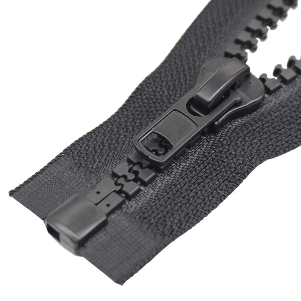 2PCS #10 28 Inch Separating Jacket Zippers for Sewing Coat Jacket Winter Coat Black Heavy Duty Large Molded Plastic Zippers Bulk (28" 2pcs)