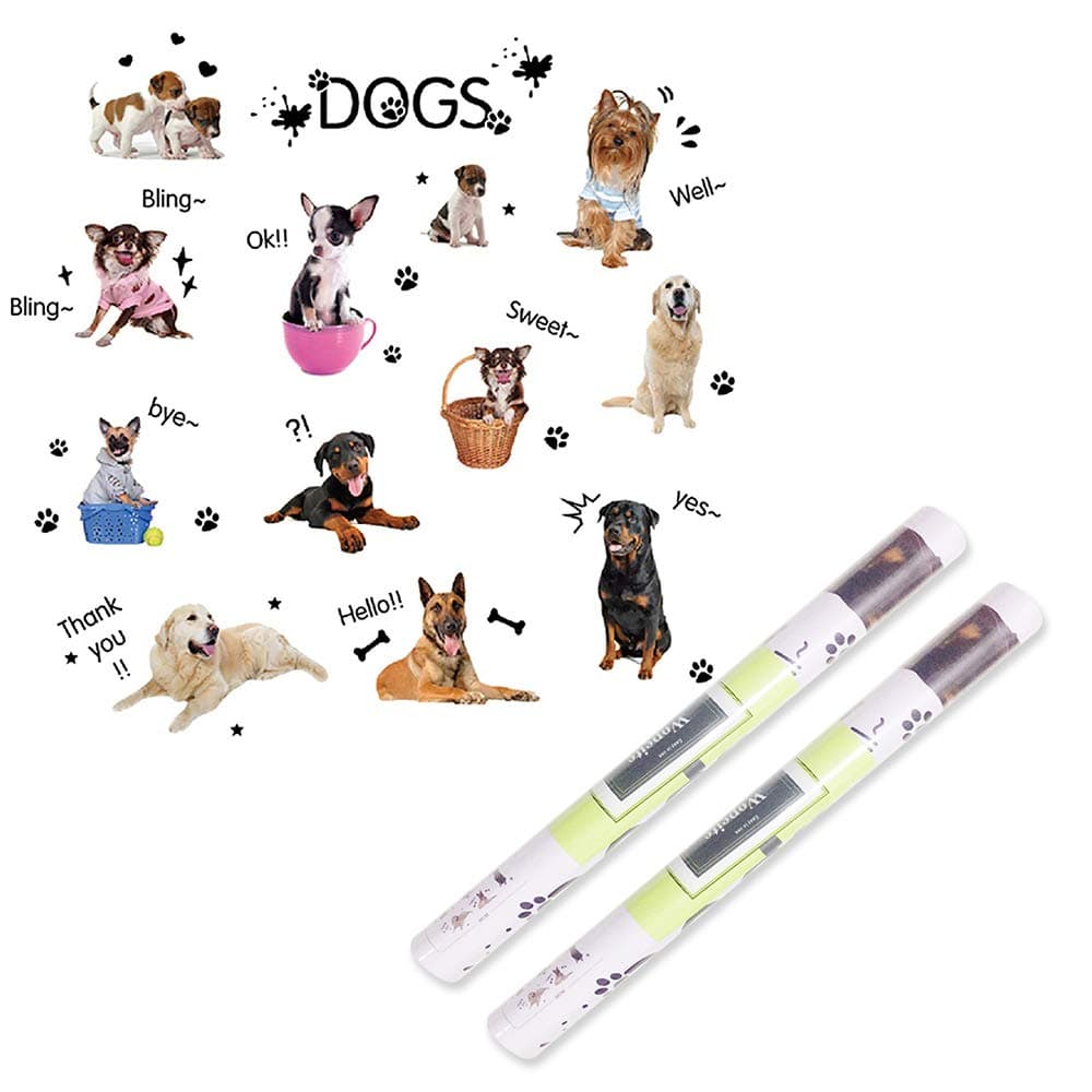 Wopeite Puppy Dogs Wall Sticker 2 Pack DIY Vivid Decals Removable Decoration pet Love for Kids Nursery Room Living Room Bedroom