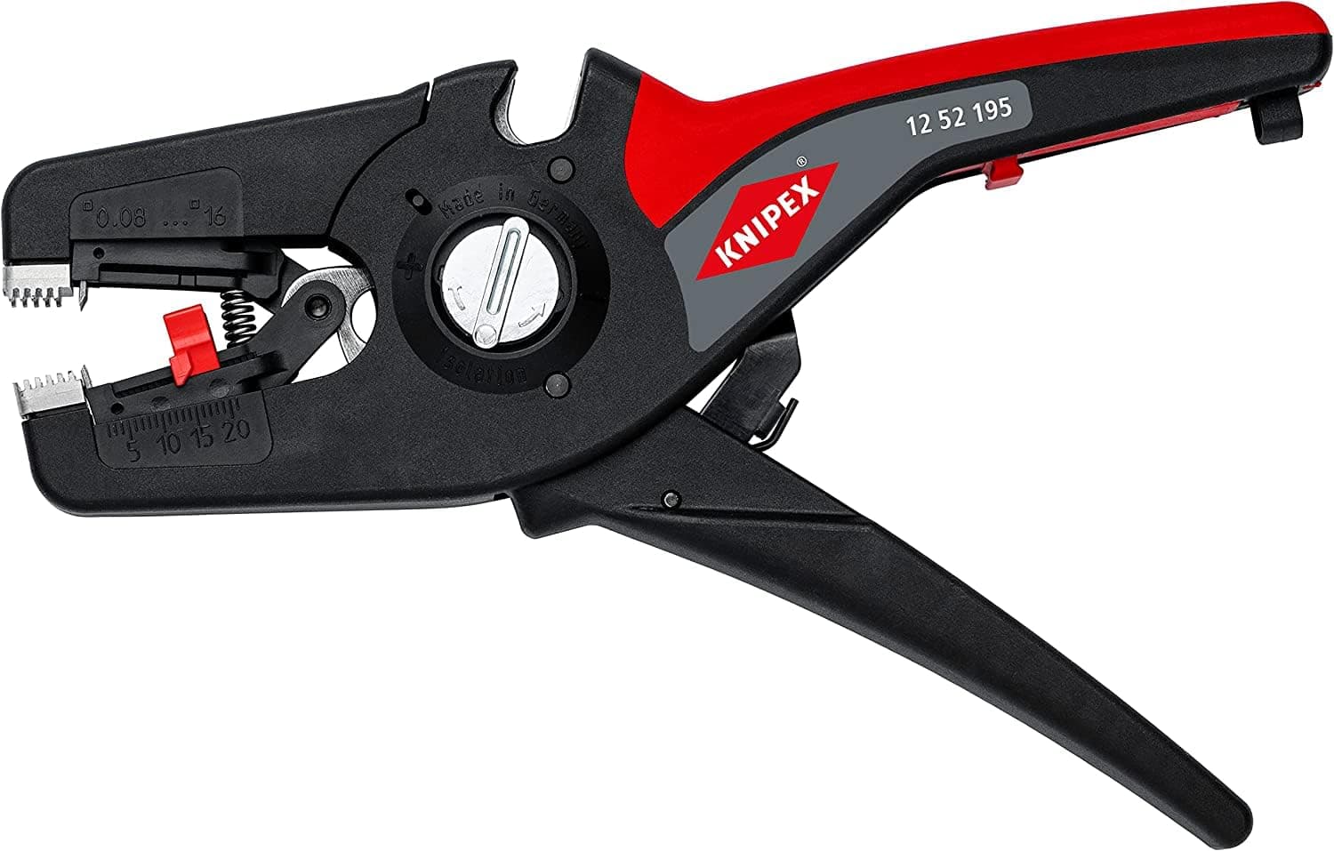 Precistrip16 Automatic Insulation Stripper, in Blister, 0.08-16 mm², with Fine Adjustment, Adjustable Length Stop, Wire Stripper, 12 52 195 SB