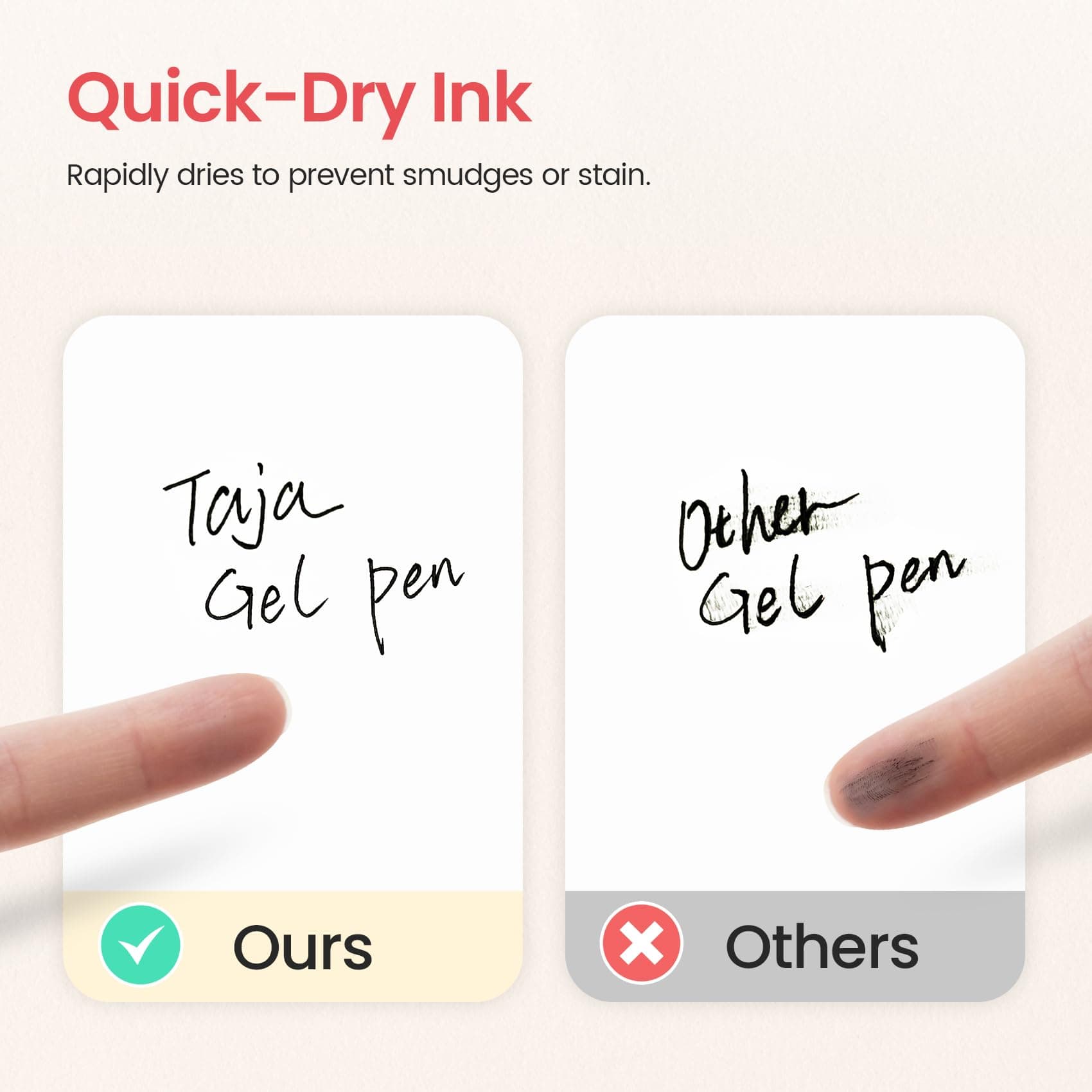 Taja Gel Pens, 6 Pcs Quick Dry Blcak Gel Ink Pens, 0.5mm Fine Point Smooth Writing Pens for Journaling and Note Taking, Cute Aesthetic Pens for Women & Men-Sand Gold