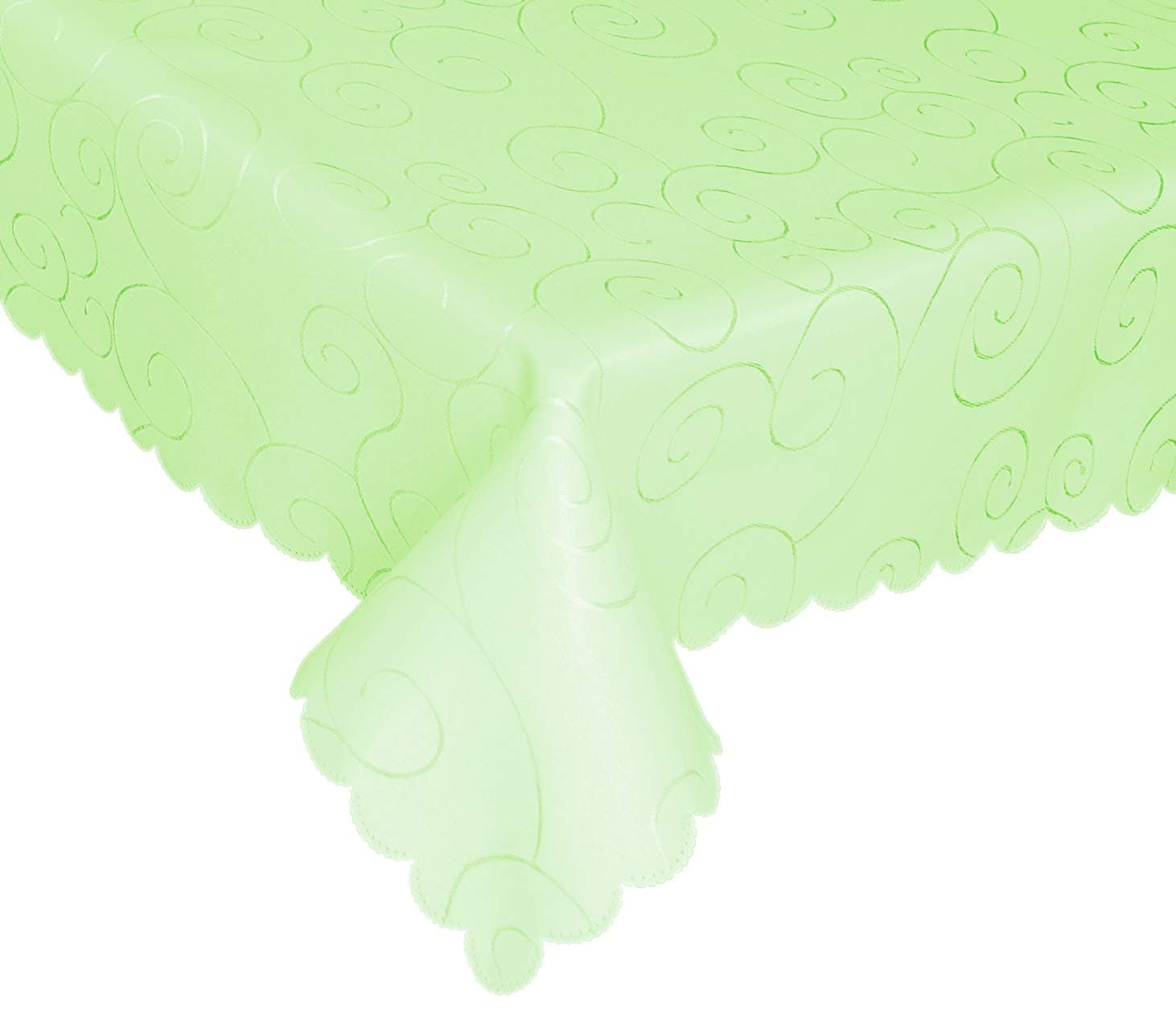 EcoSol Designs Microfiber Damask Tablecloth, Wrinkle-Free & Stain Resistant (60x84, Light Green) Swirls
