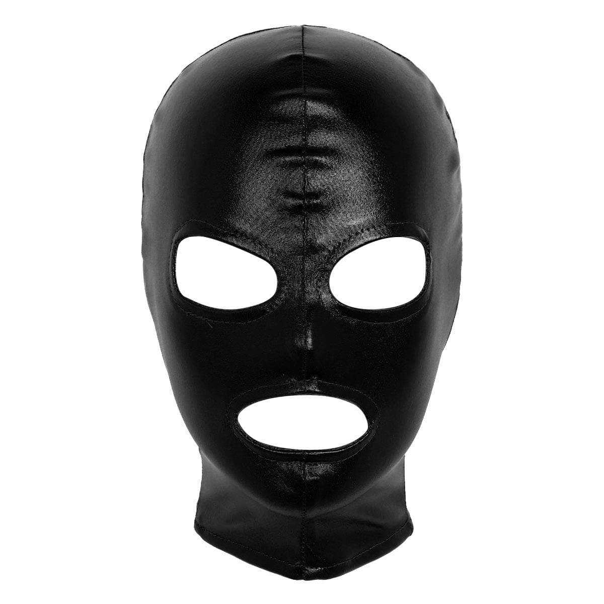 dPois Unisex Latex Shiny Metallic Opened Mouth Show Eyes Face Mask Cosplay Costume Hood Headgear