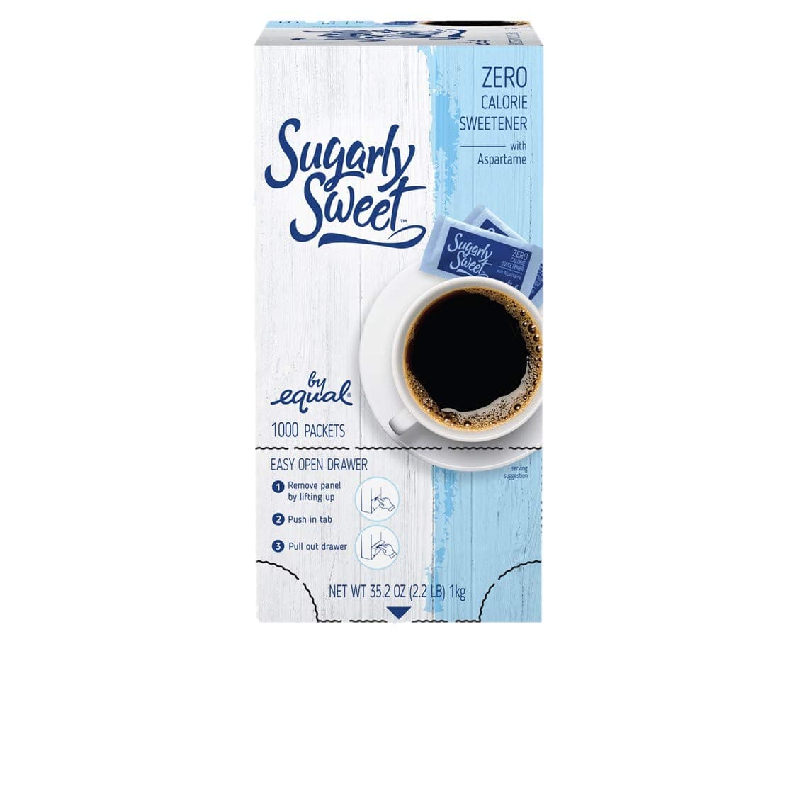 Sugarly Sweet Zero Calorie Sweetener Packets with Aspartame, Sugar Substitute, Sugar Alternative, Blue Sweetener Packets, 1,000 Packets
