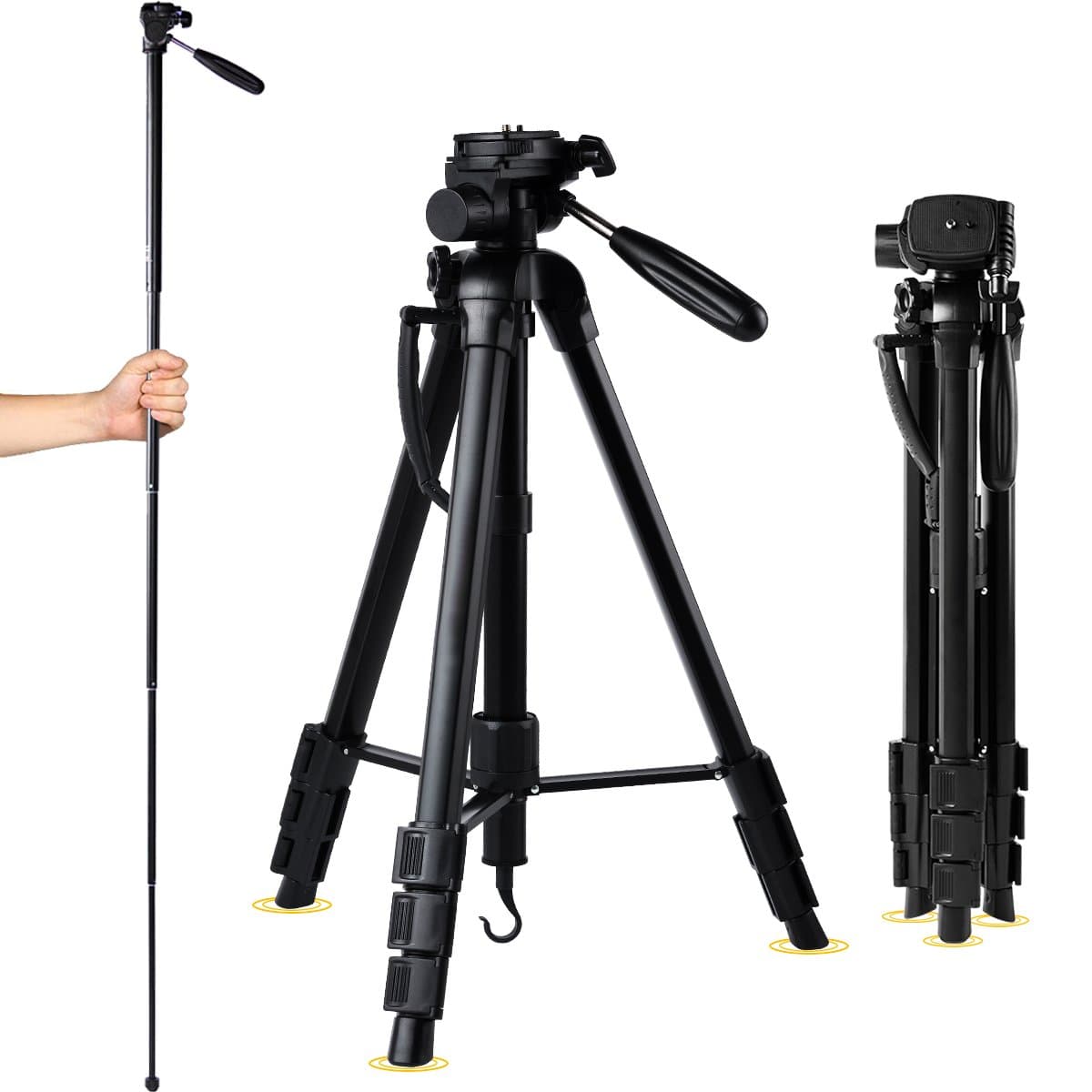 Tripod for Camera 1.7M Lightweight Aluminum Monopod - for Nikon Canon Sony DSLR with Tripod Bag