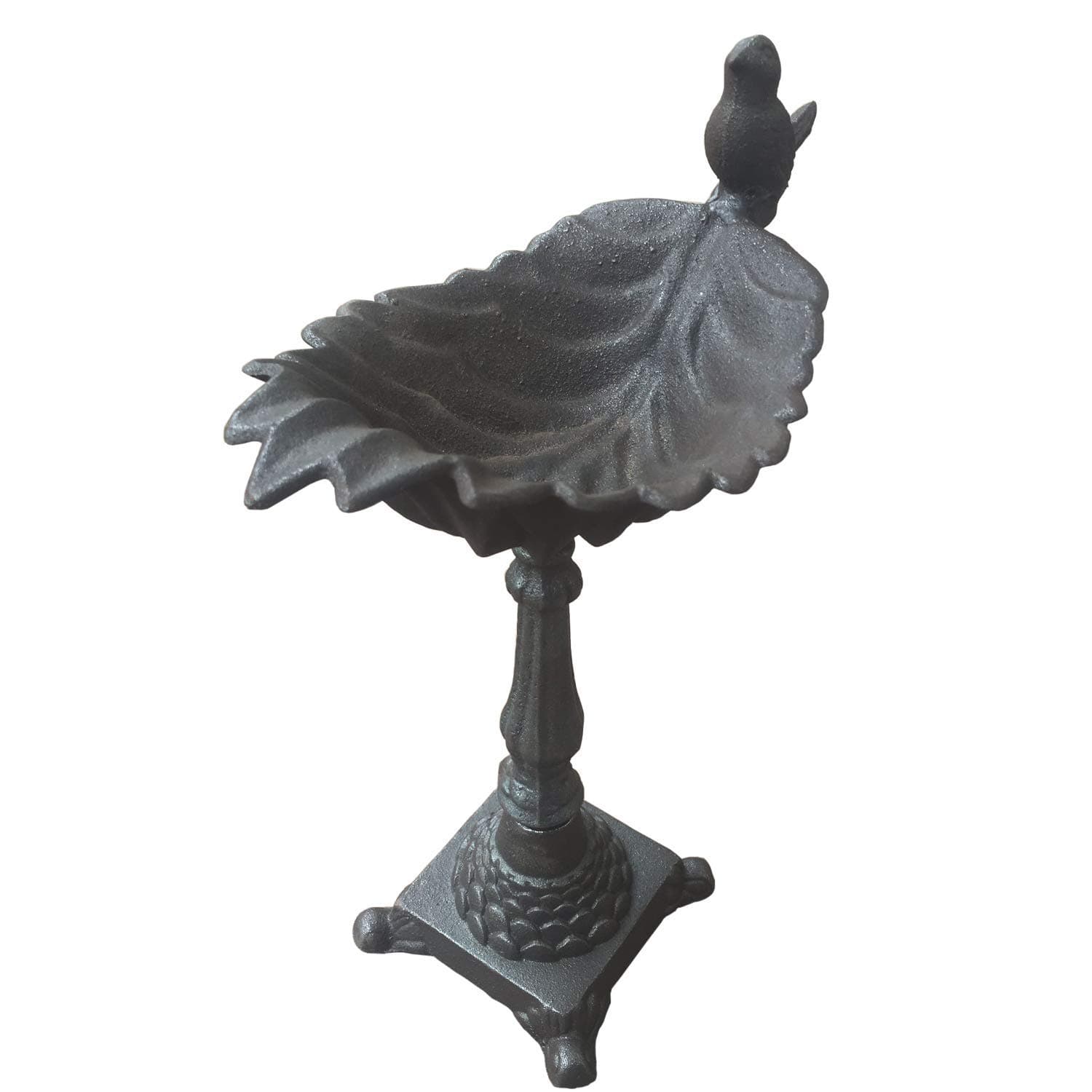 Cast Iron Bird Feeder Maple Leaf Shape Bird Bath Decorative Wrought Crafts Heavy Bird Feeder for Garden Villa Home 13.2 x 9.25 inches