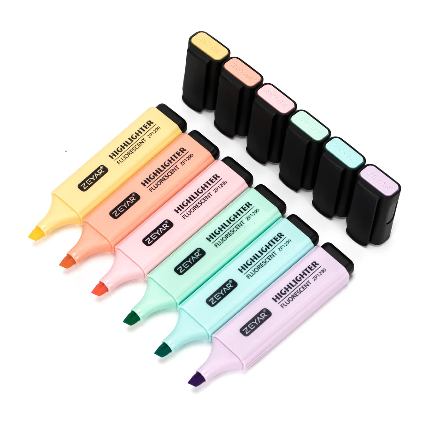 Highlighter, Pastel Colors Chisel Tip Marker Pen, AP Certified, Assorted Colors, Water Based, Quick Dry (6 Macaron Colors)