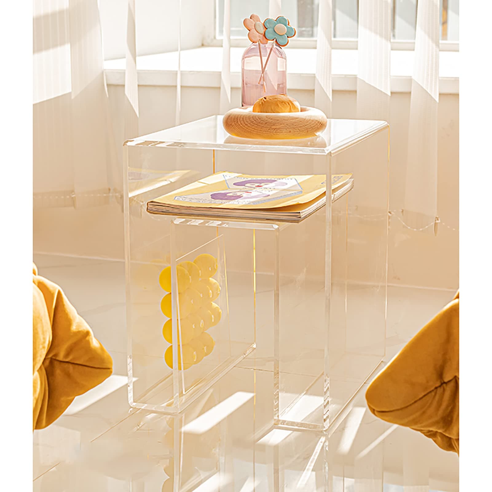 Transparent Acrylic Coffee Table Light Luxury Bedside Home Bay Window Small Table Living Room Bedroom Sofa Side Table