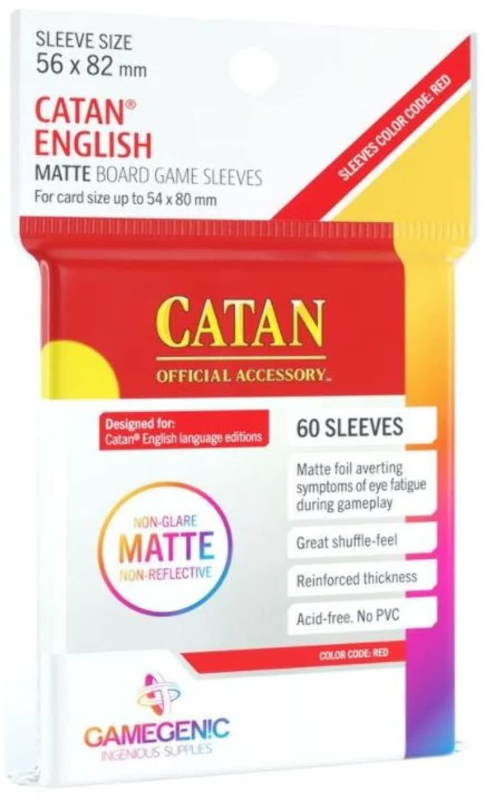 Gamegenic - Matte Catan-Sized Sleeves 56 x 82 mm (50), Colour Clear (GGS10073ML)