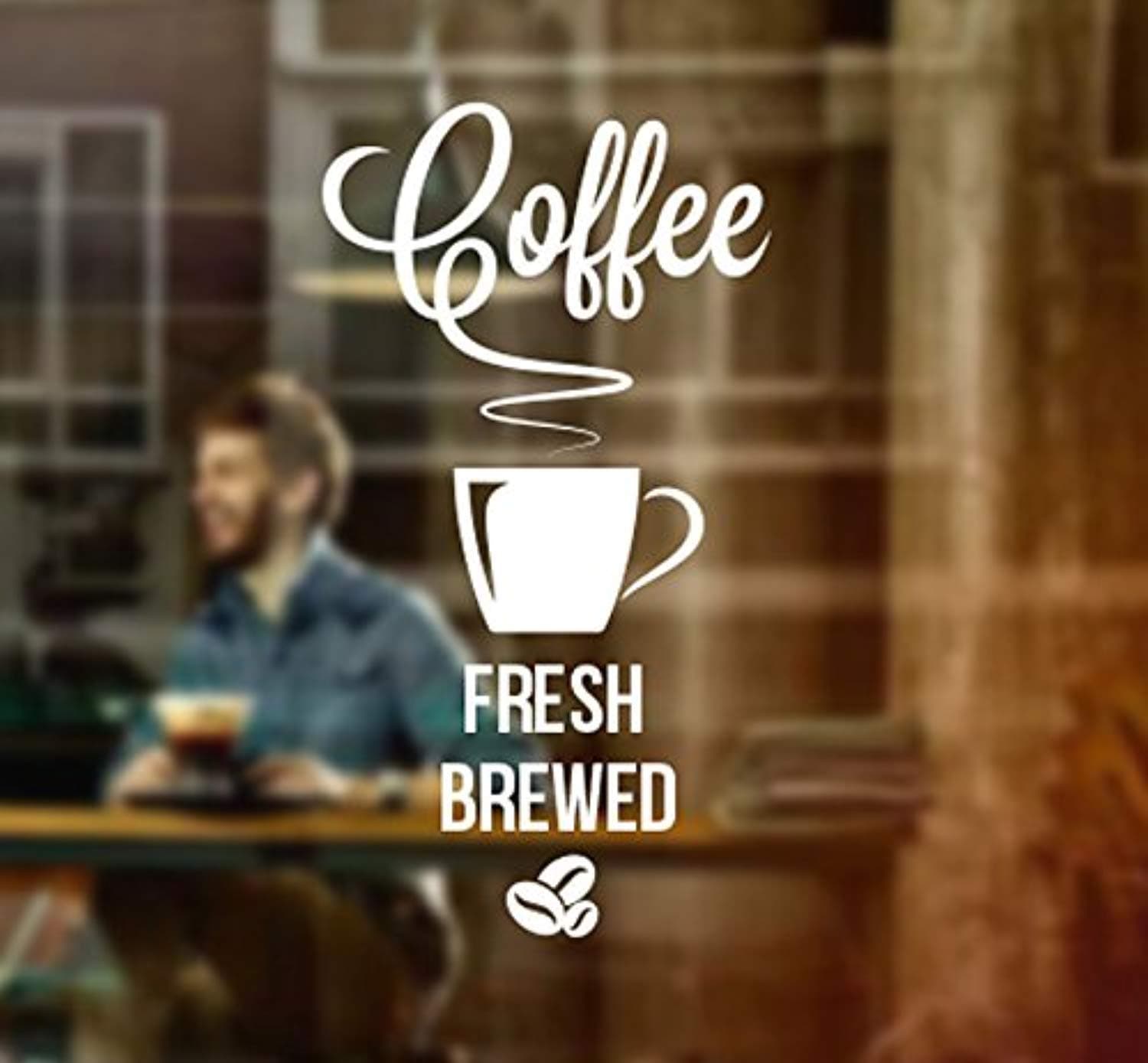 Fresh Brewed Coffee Takeaway Cup Window Sign Graphics Cafe Shop Salon Bar Restaurant Wall Decals Decor Vinyl Sticker SK11590