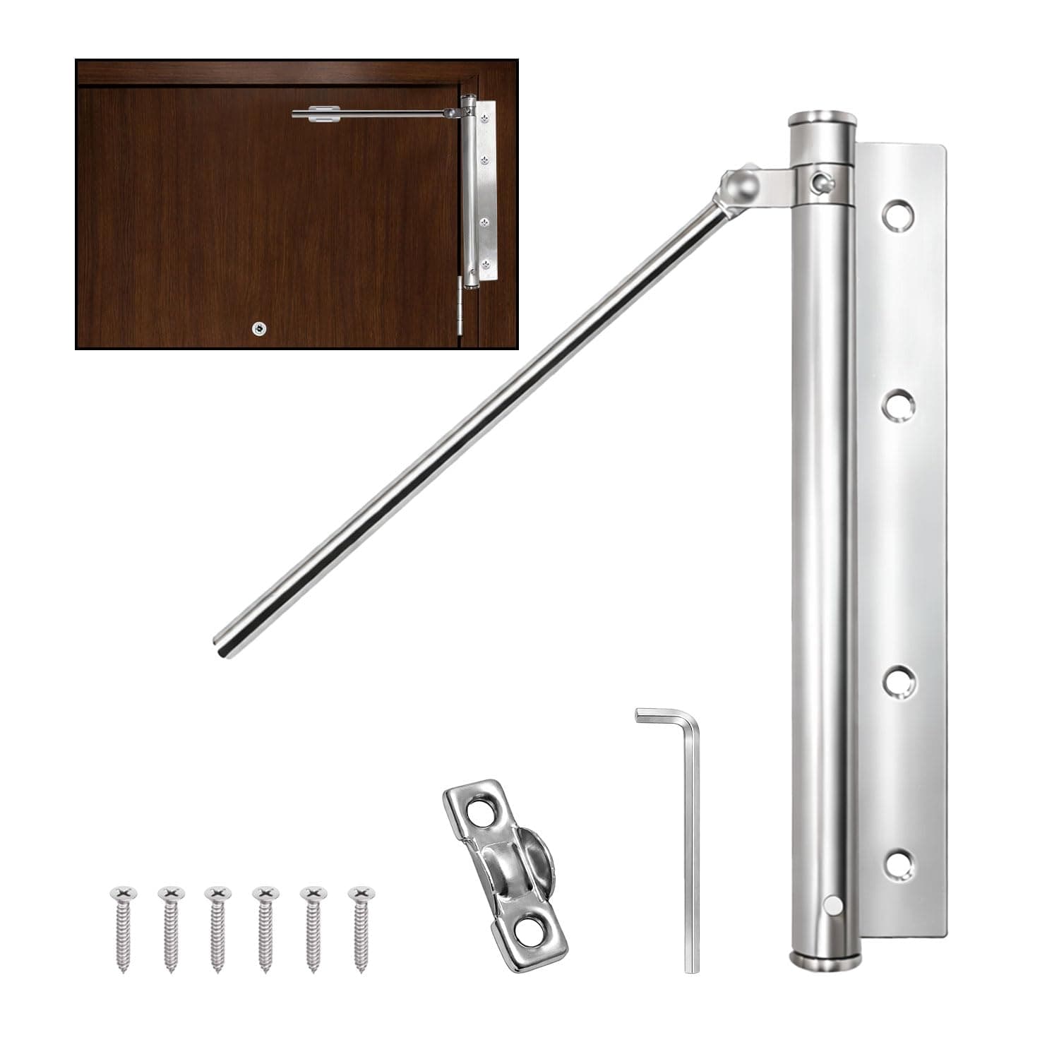 Spring Door Closers for Light Weight Door, Residential/Commercial Purpose with Fitting Set (Color Silver) (Spring Door Closer_1 Pc)