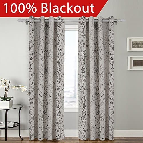Cottontree Homesoft FirstHomer Country Style Print Drapes Room Darkening Grommet Top Thermal Insulated Window Blackout Lined Curtain for Bedroom,84Wx84L(One Panel)