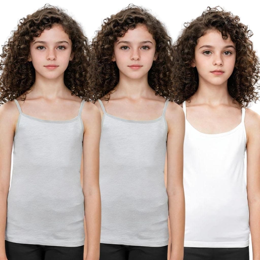 Adira | Cotton Camisole for Beginners | Beginners Cami for Puberty | Flat Padding for Nipple Coversage | Confidence for School & Home | Soft Stretchy Cotton | Pack of 3