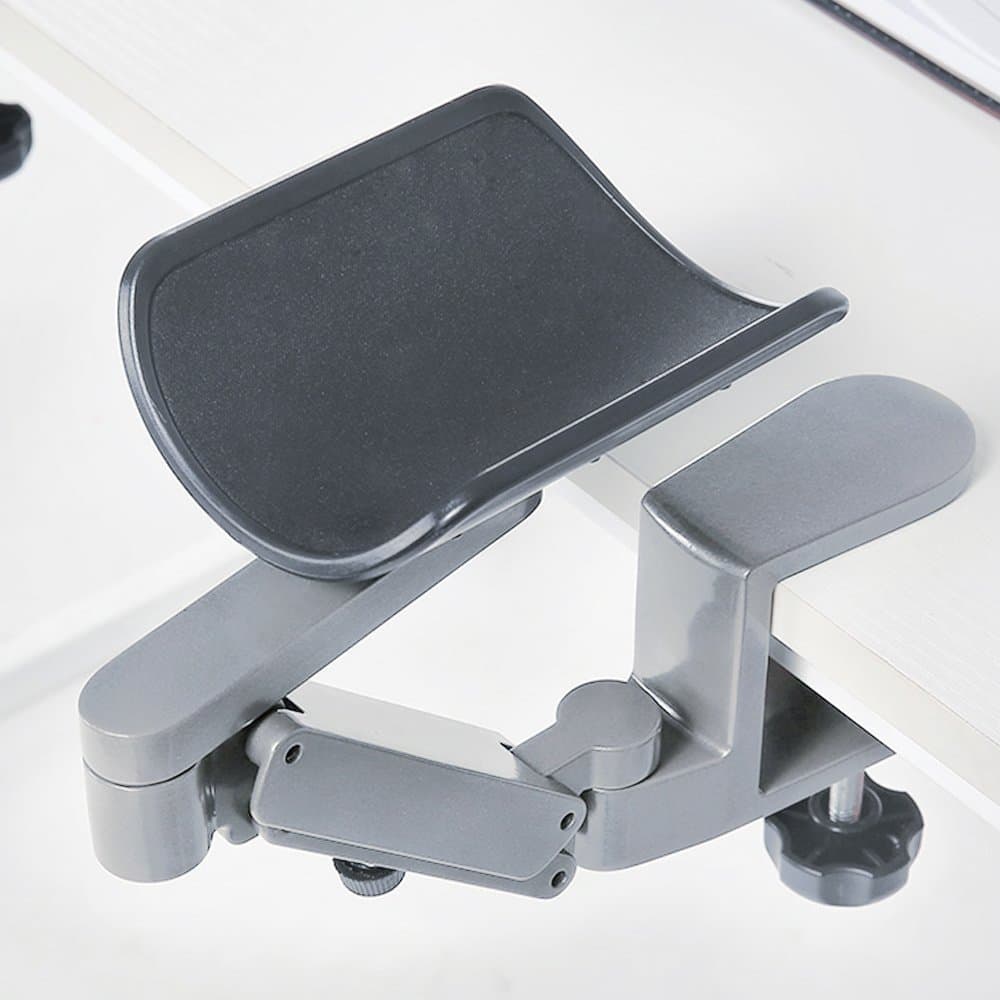 FUZADEL Ergonomic Arm Rest for Desk Rotating Computer Arm Support Clamp On Office Elbow Rest Arm Support Shelf Hand Rest 360 Degrees Rotatable Desk Tray