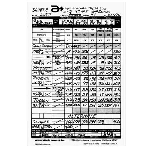 1 X IFR Flight Planning Log Pad by Aero Products
