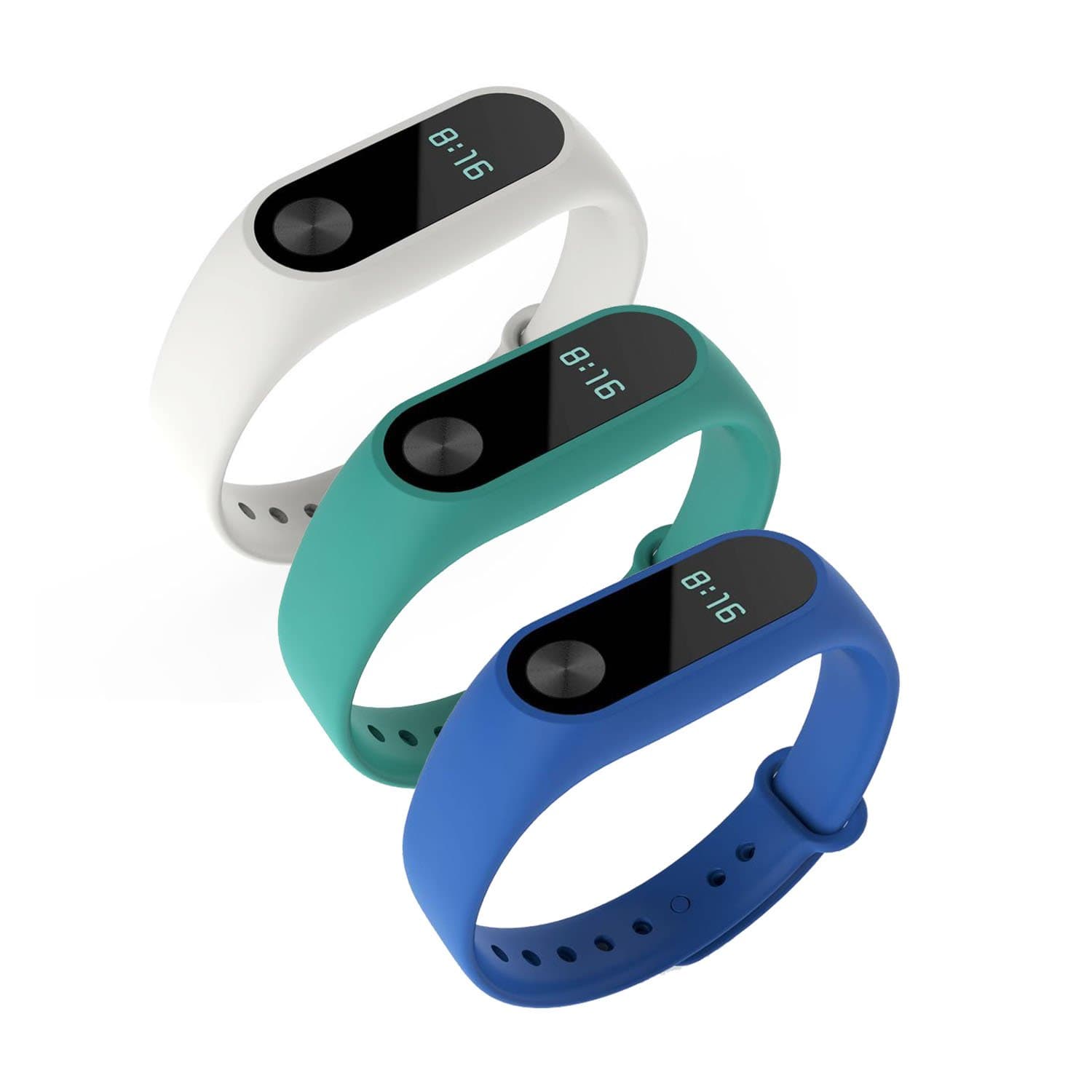Awinner Colorful Waterproof Bands for Xiaomi Mi Band 2 Smart Miband 2nd (No Activity Tracker) (Blue,White,Cyan)