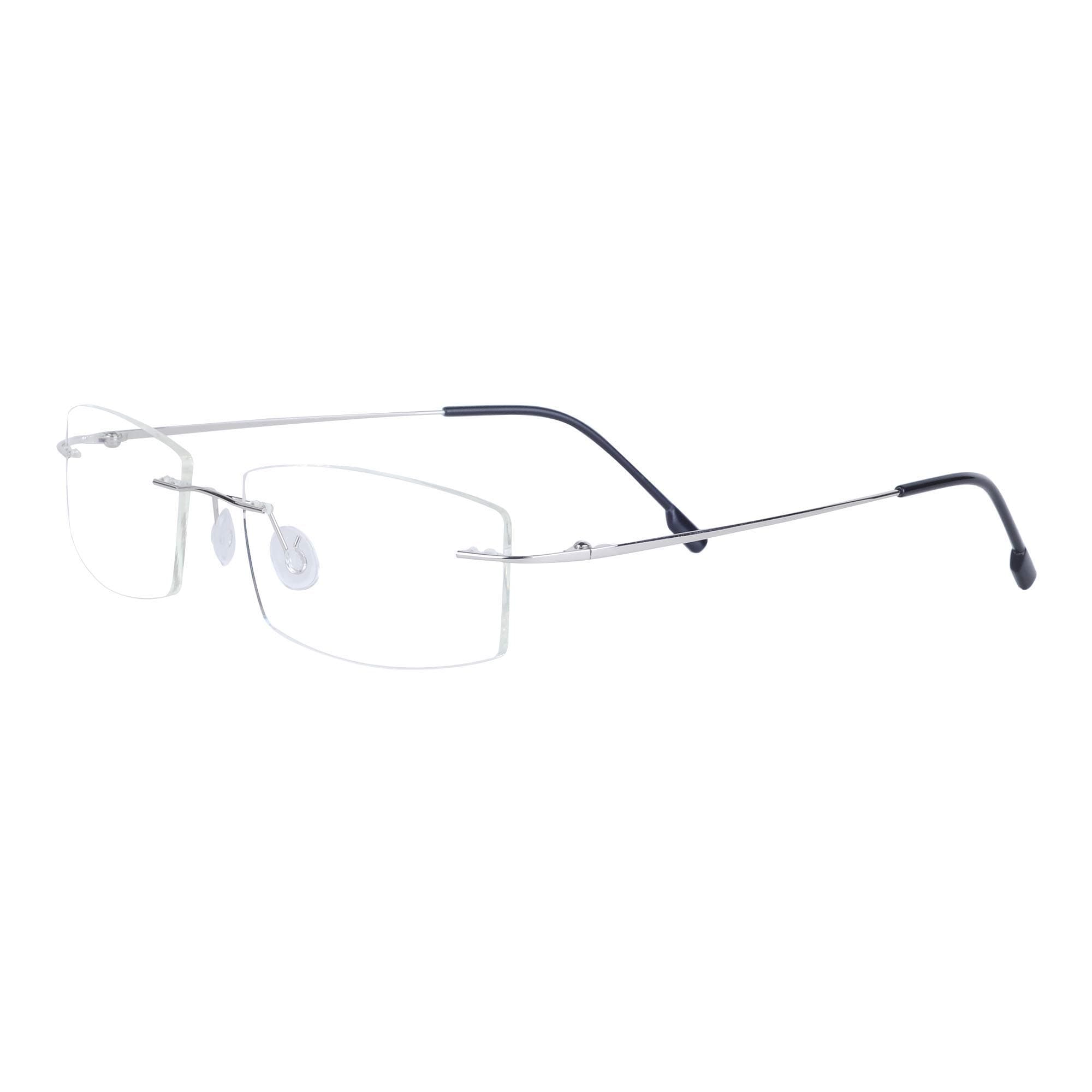 Reading Glasses, Unisex Frameless Design, Lightweight Stainless Steel Frame + Case, Multiple Colors