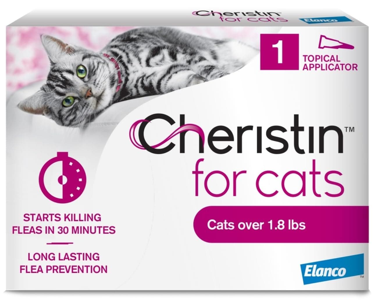 Flea Treatment & Prevention for Cats | Fast acting topical flea treatment for cats over 1.8 lbs | 1 Count