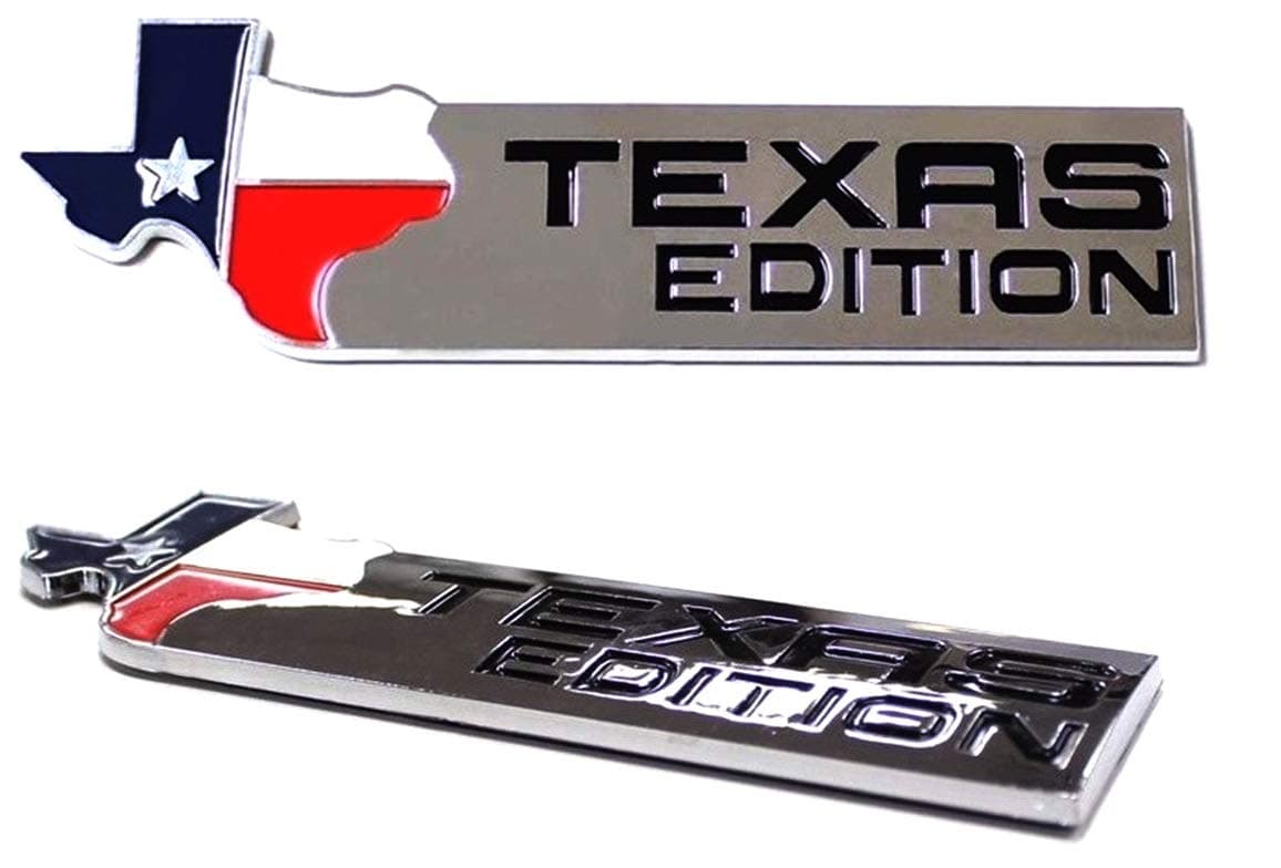 iJDMTOY (1 Chrome Finish 3D Texas Edition Emblem Badges for Ford F-150 F-250 F-350 (Also Universal for Chevy GMC Dodge Trucks)