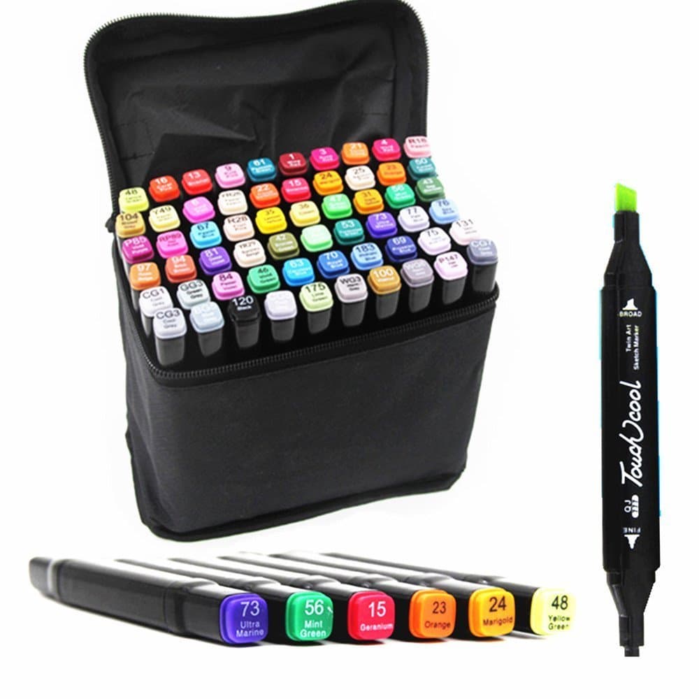 Magsbud 72 Colors Dual Tips Art Sketch Twin Marker Pens for Painting Coloring Highlighting and Underlining