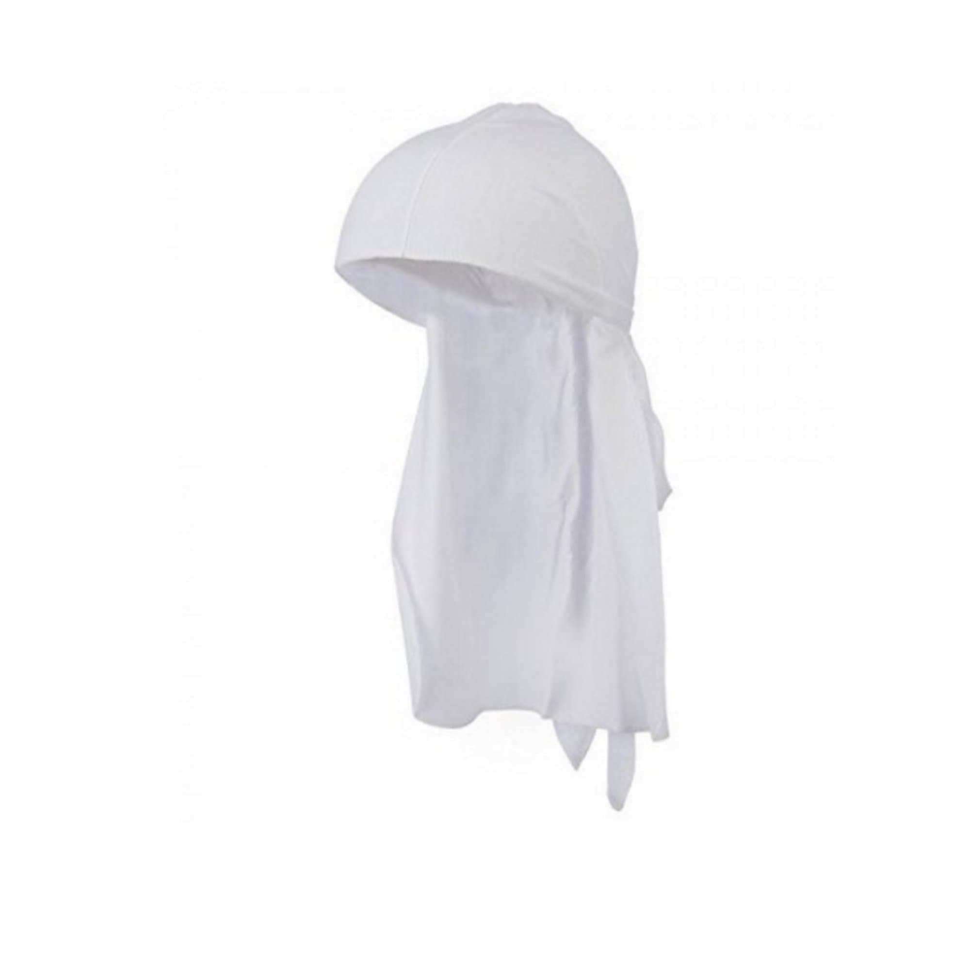 Magg ShopMagg Mens Long Tie Soft Du-rag Skull Cap Durag in Multiple Colors and Packs -One Size Fits All (White one Piece)