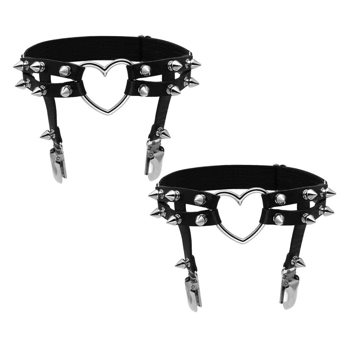 Eigso Steampunk Gothic Garter Belts Leg Rings Heart Love with Rivet Studded Elastic Band Adjustable