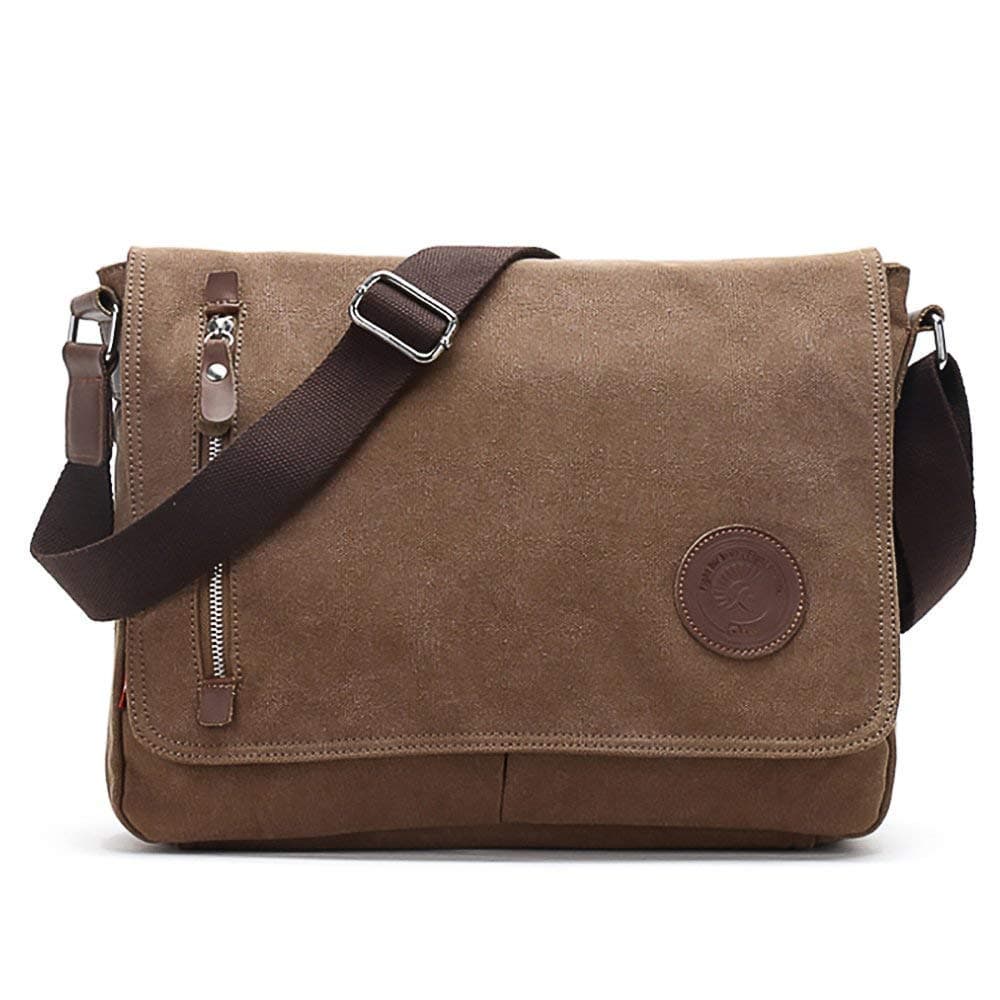 Unisex Messenger Bag Casual Canvas Bag Shoulder Sling Bag Satchel Messenger Bag for Men Work Office 13-15.6 inch Laptop Bag