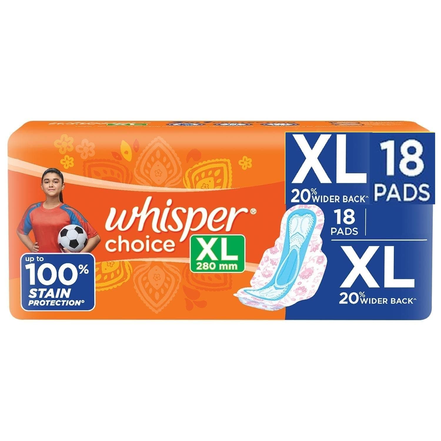 Whisper Choice Sanitary Pads with Wings for women- 20 Pads (Extra large)