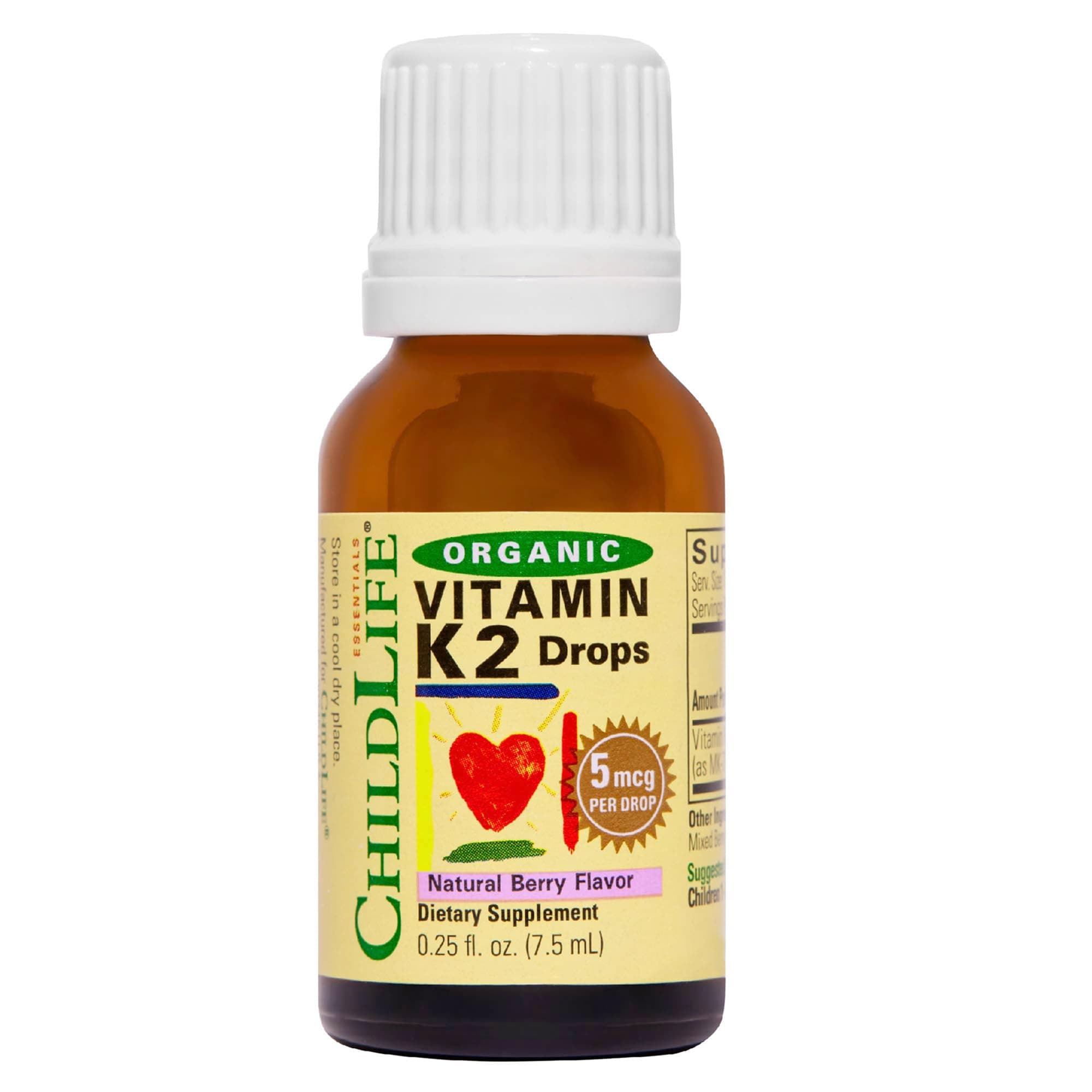 Organic Vitamin K2 Drops - Infant Toddler Baby Vitamin K, K2 Supplement, Vitamin K2 MK7, Liquid K2, Vitamin K Drops - Natural Berry Flavor, 0.25 Fl Oz (Pack of 1)