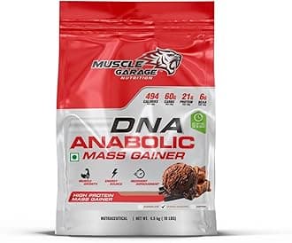 DNA Anabolic Mass Gainer | High Protein Weight Gainer Powder for Muscle Growth & Recovery| With Creatine, BCAAs & Vitamins | 4.5 Kg | Chocolate Flavor