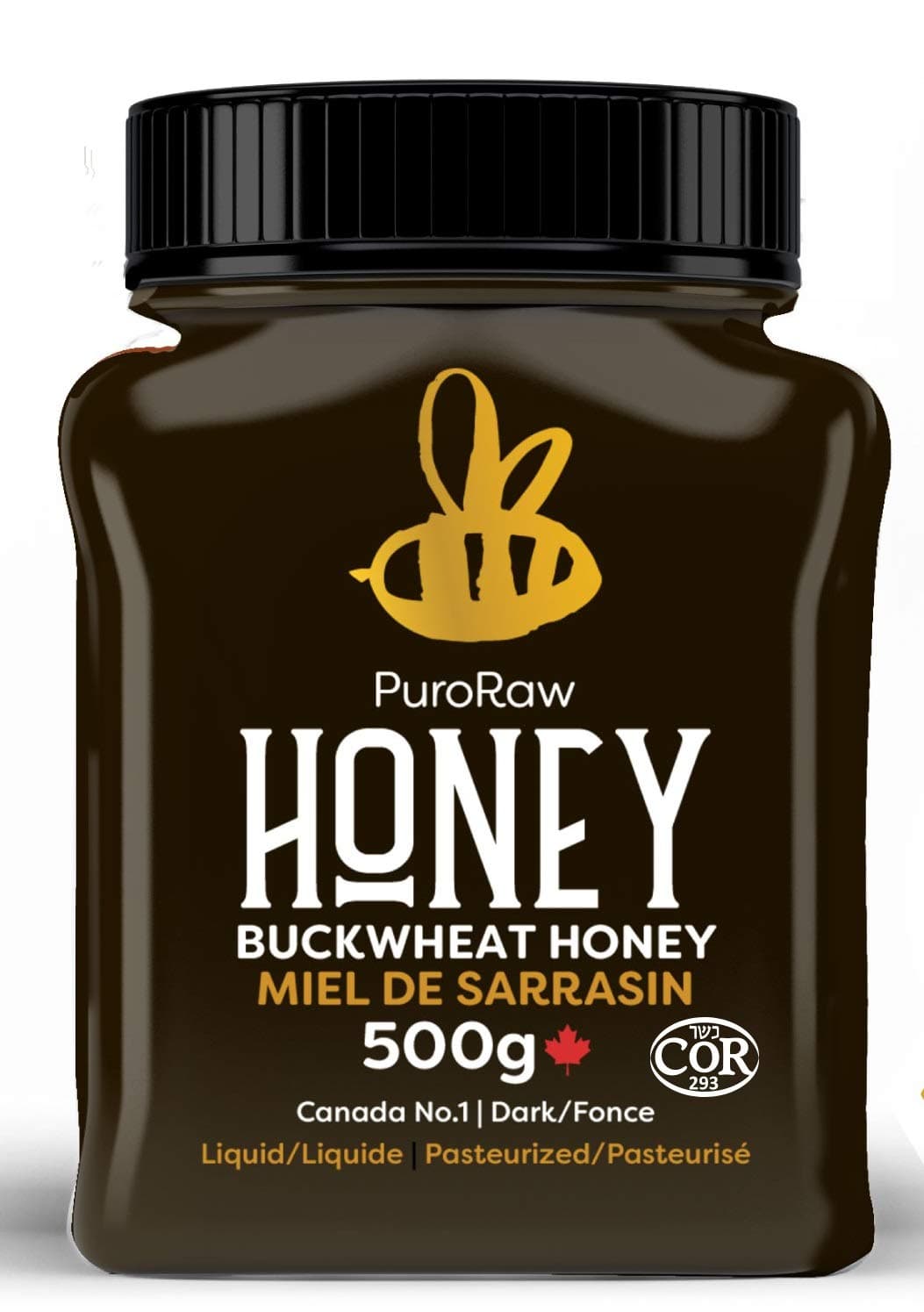 Buckwheat Honey, Pure Unfiltered Honey from the Canadian Prairies by PuroRaw, Kosher, 17.5oz