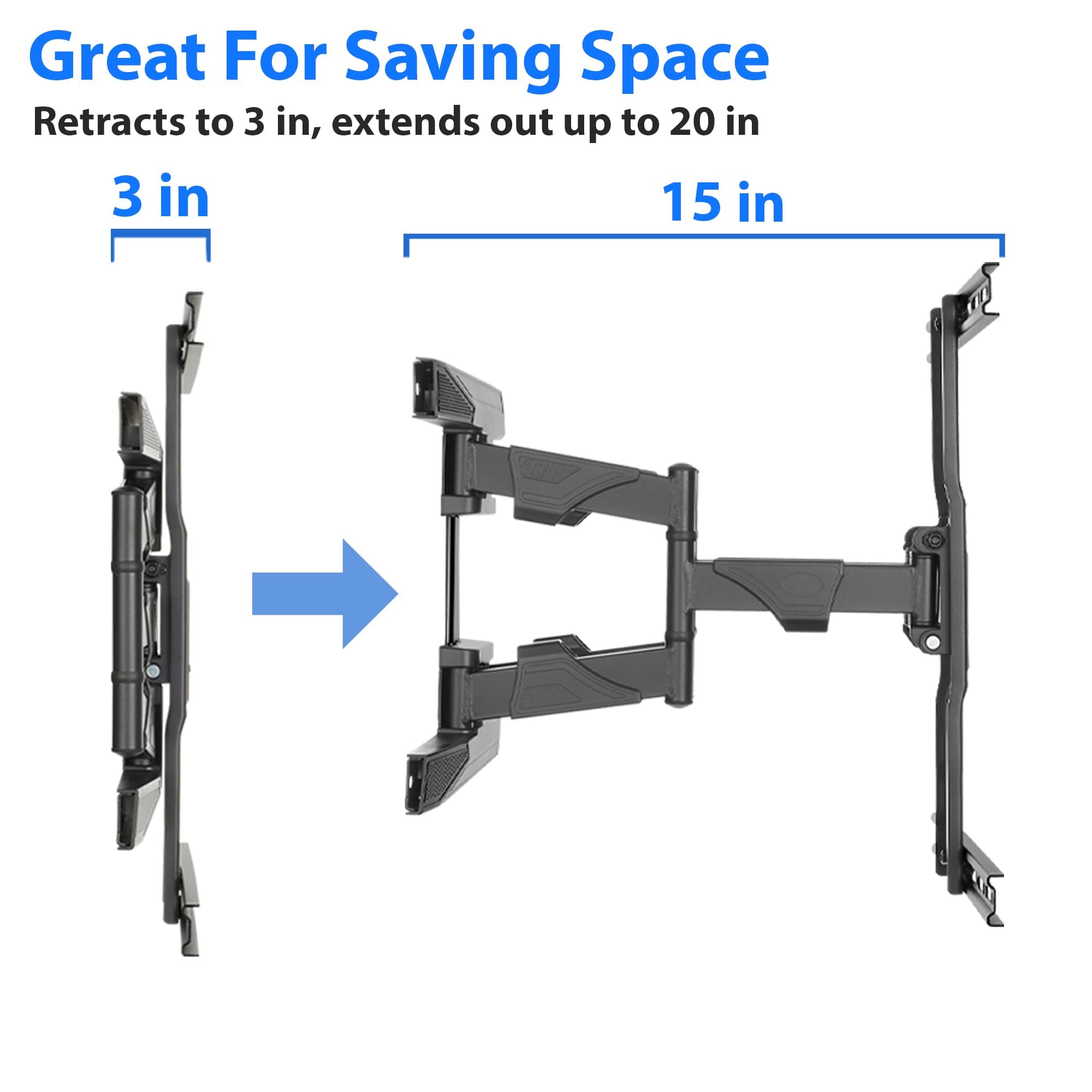 Heavy-Duty Full Motion TV Wall Mount - Articulating Swivel Bracket Fits Flat Screen Televisions from 42" to 70" (VESA 400 x 600 Compatible) - Tilt Swing Out Arm with 10' HDMI Cable