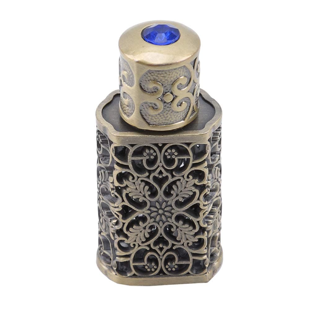 JIFNCR 3ml Empty Antiqued Metal Perfume Bottle Atomizer Arabic Style Essential Oils Bottle Container for Bathroom Decoration