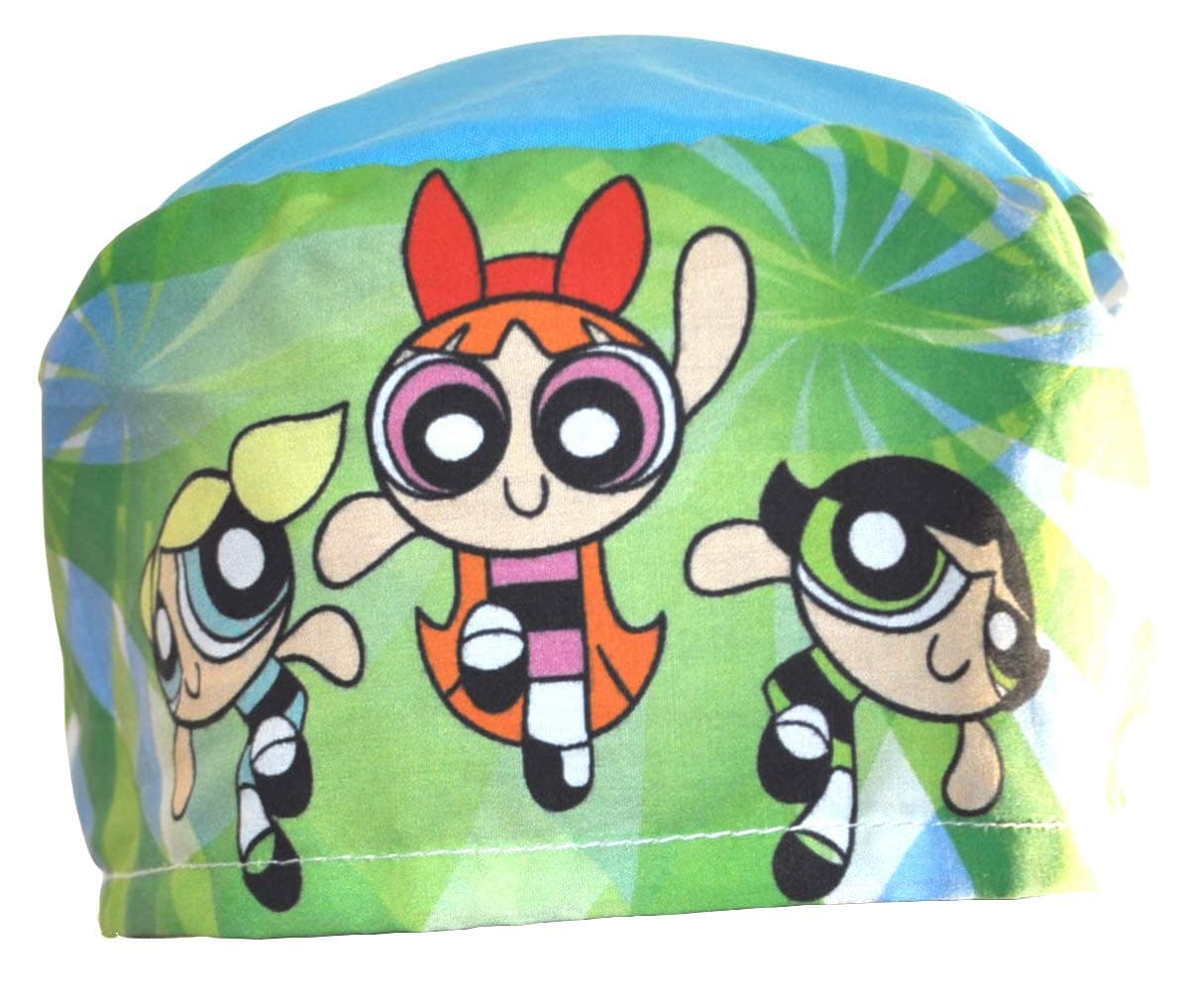 Surgical scrub hat. Operating Theatre caps. The Powerpuff Girls. Long hair.