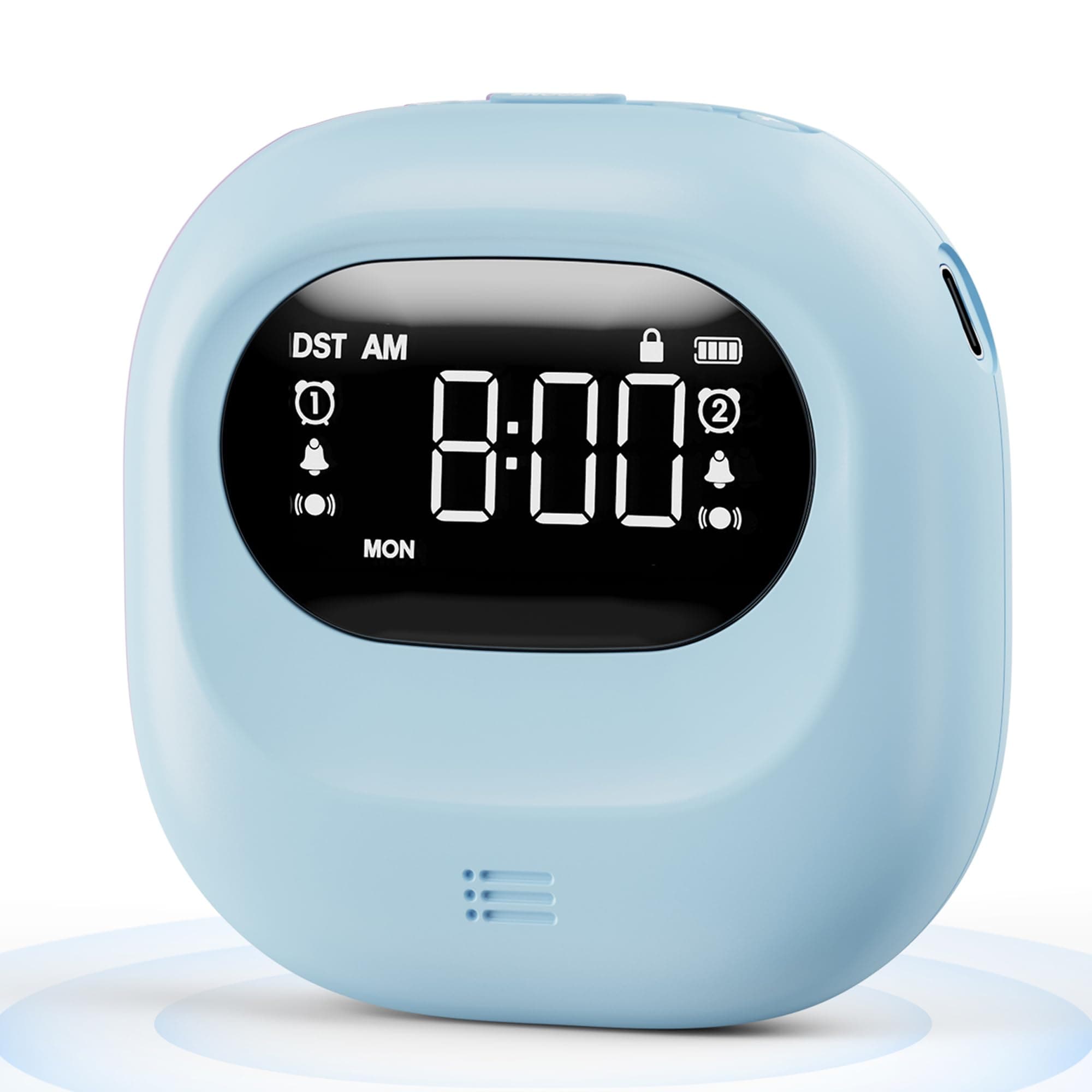 Roxicosly Vibrating Alarm Clock Under Pillow,Portable Travel Alarm Clocks Battery Powered, Loud Alarm Clock with 3 Vibrating & Wake-up Modes,Dual Alarm,Snooze,DST,Weekday/Weekend (Blue)