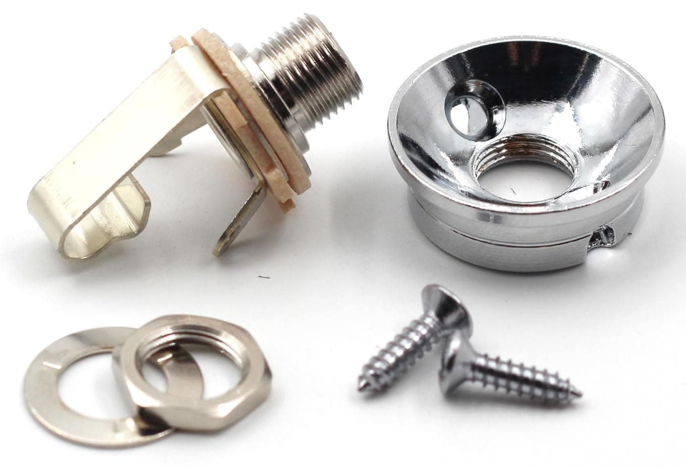 Electrosocket Jack Plate for Telecasters - Polished Chrome Finish + Switchcraft J11 Mono Jack